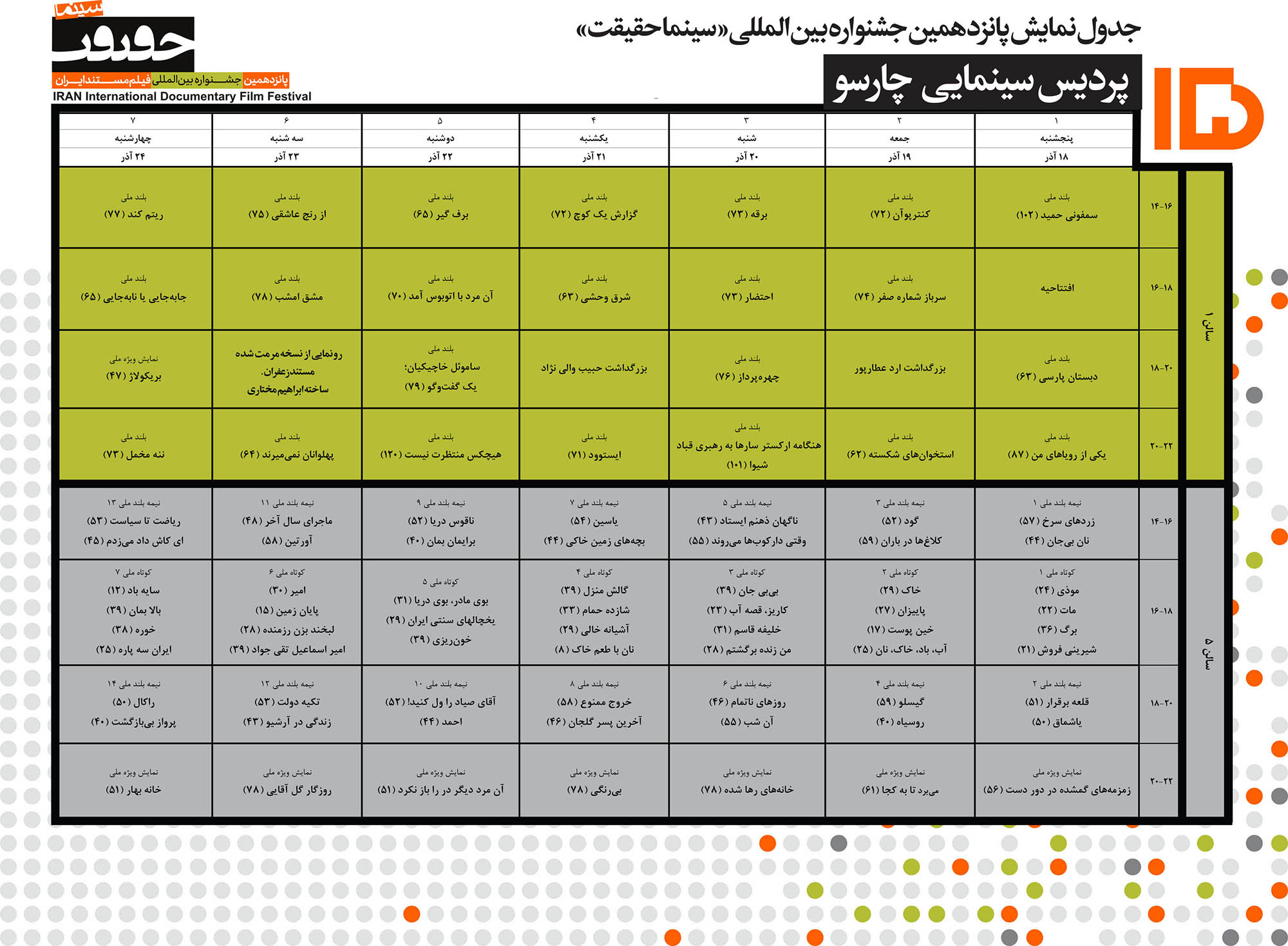 برنامه نمایش پردیس سینمایی چارسو 